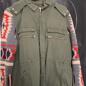 Green Army Color and Aztec Jacket
